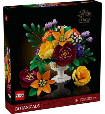 Produktbild von LEGO Botanicals Blumengesteck mit künstlichen Kamelien, Pfingstrosen, Hortensien, Ranunkel, Lilien in weißer Vase - Blumen Deko - DYI Bauset für Erwachsene - Pflanzen Geschenkidee 10345