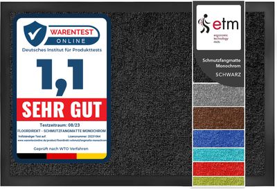 Fußmatte Monochrom rutschfeste waschbare Schmutzfangmatte Schwarz 90x150 cm