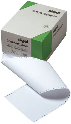 Image de SIGEL 12249 Papier DIN pour ordinateur, 1x, 12 "x240 mm (A4 vertical), perforé dans le sens de la longueur, 2000 feuilles