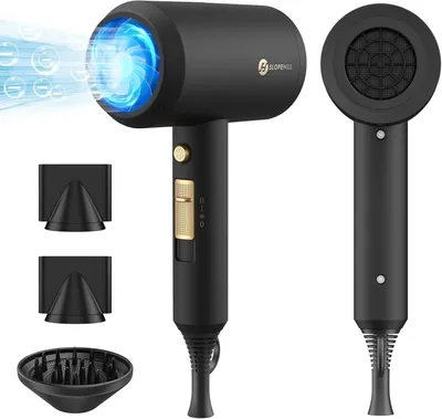 Produktbild von Ionen Haartrockner 1800W Föhn für schnelles Trocknen, Salon Haartrockner mit 3 Wärmeeinstellungen, 2-Gang, Cool-Taste, Diffuser & Konzentrator