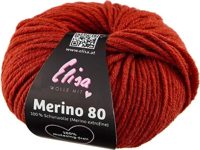 Produktbild von Elisa Wolle Merino 80,extrafeine superweiche 100% Wolle, 50g/80 m, 7116 Rost