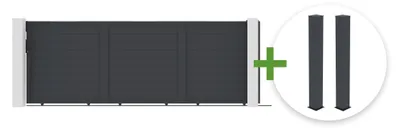 Produktbild von EIGER Schiebetor 4,5 m, 160 cm hoch + 2 EIFE Pfosten 20x20 cm, 190 cm hoch, grau