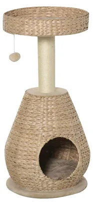 Produktbild von PawHut Katzenbaum Kratzbaum mit Katzenhöhle Sisal Höhe 82,5 cm Plüsch Gelb