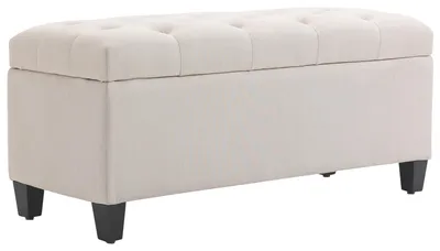 Produktbild von HOMCOM Sitzbank Polsterbank mit Stauraum leinenartiges Polyester holz Creme