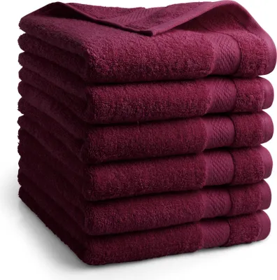 Produktbild von DoubleDry Premium Handtücher Set - 6 Stück 50 X 100 cm Baumwolle - 500 g/m² - Weich & Saugstark - Handtuch Badetuch badehandtücher für Bad und Dusche (Bordeaux Rot)