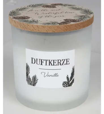 Image de 12x Bougies Parfumées Vanille Verre Couvercle Bois Parfums d'Intérieur Lumières Fraîcheur