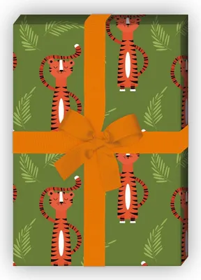 Produktbild von Cooles Tiger Geschenkpapier nicht nur für Kinder, grün - G8114, 32 x 48cm