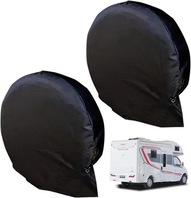 Immagine prodotto di Coperture per ruote da roulotte, 2 pezzi, per roulotte, coperture per pneumatici, per roulotte, veicoli, roulotte, camper, rimorchi, autocarri e molti altri veicoli