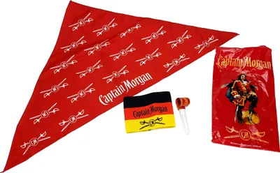 Produktbild von Captain Morgan WM 2018 Fan Set - Bandana + Tüte + Kapitänsband Armband Schweißband in schwarz,rot,gold