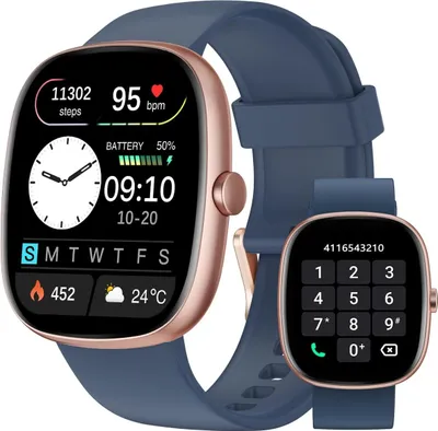 Produktbild von Fur Damen Herren mit Telefonfunktion, Schrittzähler, Pulsmesser, SpO2, Schlafmonitor, Sport 100+ Sportmodi IP68 Wasserdicht