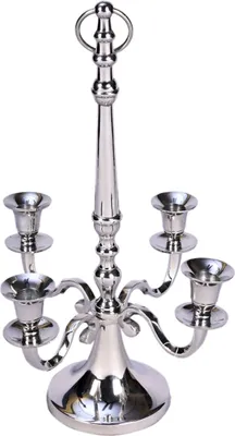 Produktbild von Kerzenständer 4-armig Kerzenleuchter Kandelaber zum stellen und hängen aus Metall silber Höhe 42 cm