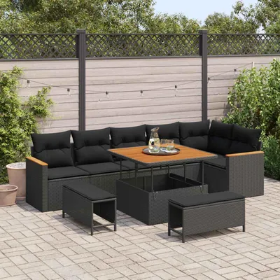 Produktbild von vidaXL Gartensofa-set 9 stk. Schwarz Poly-Rattan