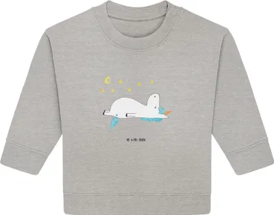 Produktbild von Mr. & Mrs. Panda Organic Baby Pullover Einhorn Sternenhimmel 24. - 36. Monat - Heather Grey - Geschenk, Verrückt, Sterne, Einhörner, Unicorn, Bullover