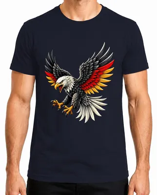 Productafbeelding van Duitsland, Adelaar, Bondsadelaar, Trots, Zwart, Statement, Sarcasme, Heren T-shirt, Marineblauw, Maat S
