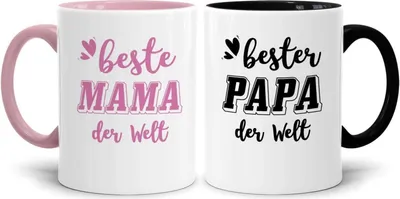 Produktbild von Mama Papa Tassen Set Bester Mama Bester Papa Geschenke - Weihnachtsgeschenke Eltern Geburtstag Vatertag Muttertag