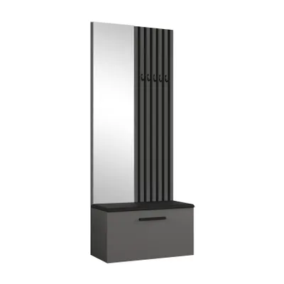 Image de AX LIVING Armoire avec miroir Rosanno II - 80,6 cm, Gris JS100