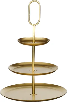 Obrázok produktu pre Sľudové dekorácie Rama Etagère 3-poschodová - D38 x Š38 x V55 cm - kov - zlatá