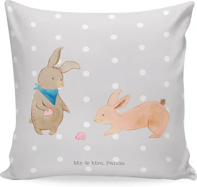 Produktbild von Mr. & Mrs. Panda Kissen 40x40 Hasen Muschel - Grau Pastell - Geschenk, Polster, Meer, Urlaub, Ferien, kuschelkissen, bedruckt, Bedrucktes, Strand, Muscheln, Muttertag
