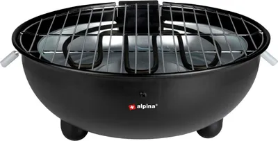 Produktbild von alpina Elektrischer Tischgrill BBQ - Elektrogrill - Grill im Innenbereich - 1250W - Ø 30 cm - Schwarz