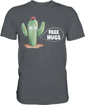 Produktbild von Kaktus Umarmung Lustiges Pflanzen T-Shirt – Dark Grey / S