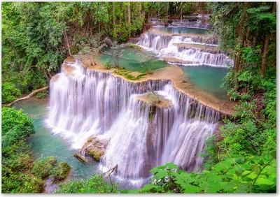 Produktbild von Tulup® Leinwandbild - 100x70 cm - Wandkunst - Drucke auf Leinwand - Leinwanddruck  - Landschaften - Grün - Thailand Wasserfall