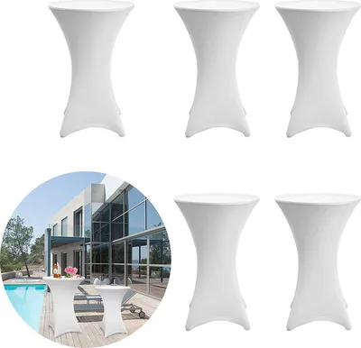 Produktbild von Jopassy 5x Stehtischhussen Stehtisch-Husse Stretch Ø 70-75 cm Weiß Premium Stretch-Husse für gängigen Bistrotische / Stehtische dehnbarer Tisch-Überzug