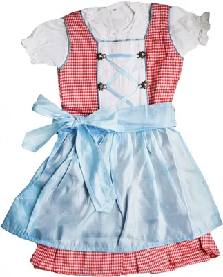 Produktbild von 3-tlg Kinder Dirndl Mädchendirndl Dirndlbluse Dirndlschürze Kleid Rot/Blau Kariert Schürze, Größe:152