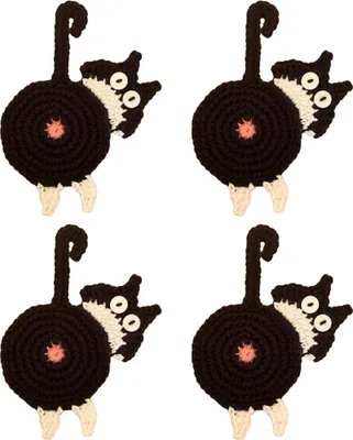 Produktbild von Gehäkeltes Katzen-Getränkeuntersetzer-Set – Lustige Geschenke für Katzenliebhaber