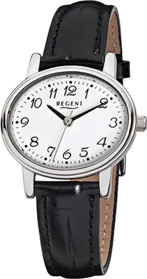 Produktbild von Regent Leder Damen Uhr F-823 Quarzuhr Armband schwarz D2URF823