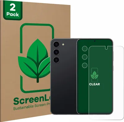Produktbild von 2x ScreenLeaf Schutzfolie für Samsung Galaxy S23 (Display+Kamera) nachhaltiger Displayschutz Display Schutz Folie Klar Transparent