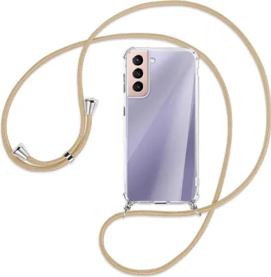 Produktbild von Handykette Backcover-Schutzhülle mit Band (Metall silberfarben) für Samsung Galaxy S21 5G - caramel
