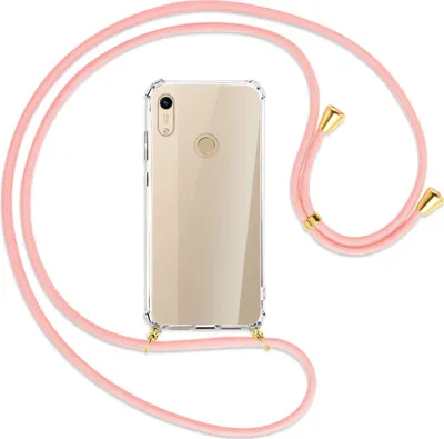 Produktbild von Handykette Backcover-Schutzhülle mit Band (Metall goldfarben) für Honor 8A / Huawei Y6s 2019 - rosa