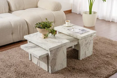 Obrázok produktu pre Skye Decor, Sanctuary - Fressia Marble, konferenčný stolík, freziový mramor, 100 % drevotriesková doska potiahnutá melamínom, 110 x 45 x 41,5