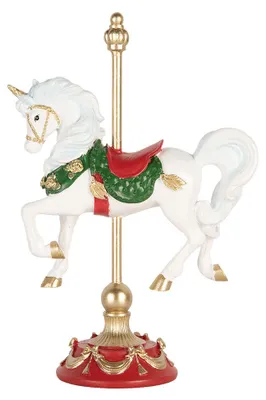Productafbeelding van Clayre & Eef kerstdecoratie: schommelpaard, 16x8x22 cm, wit, kunststof