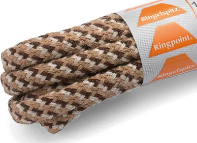 Produktbild von RINGELSPITZ - Rund Dick Schnürsenkel – Robuste Schnürsenkel - 150 cm, beige/spinn-roh/m'braun