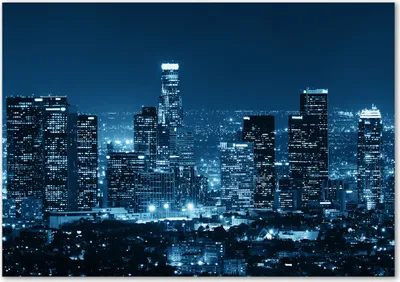 Produktbild von Tulup® Leinwandbild - 100x70 cm - Wandkunst - Drucke auf Leinwand - Leinwanddruck  - Sehenswürdigkeiten & Architektur - Blau - Los Angeles Nacht