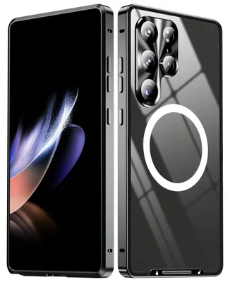 Produktbild von Für Samsung Galaxy S25 Ultra 5G Magnetische Magsafe Frosted Metall Design Schutz Hülle Cover Schwarz