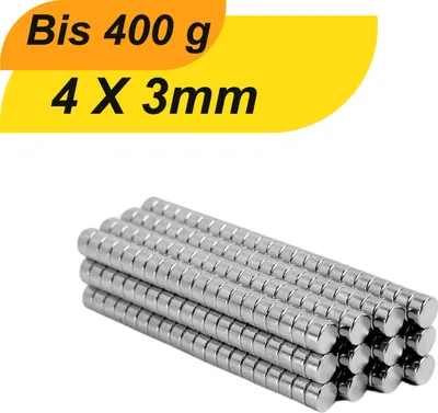 Produktbild von 100x Starker Neodym Magnet 4x3 mm – Extra Kraft Mini-Magnet N38 – Für Kühlschrank, Whiteboard, Werkstatt, DIY & Haushalt – Scheibenmagnet Silber