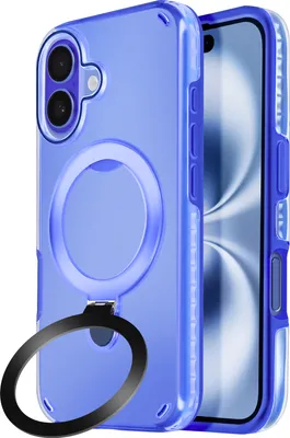 Produktbild von Avizar, MagSafe Hülle für Apple iPhone 16 Stoßfest mit Klappständer, Blau