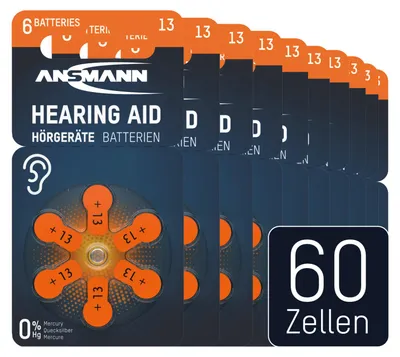 Produktbild von ANSMANN Hörgerätebatterien Typ 13 orange, 60 Stück