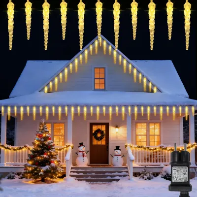 Eiszapfen-Lichterkette 4 m, 40 LED, warmweiß, IP44, 8 Modi, Timer