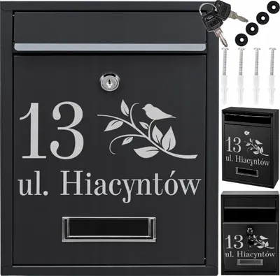 Zdjęcie produktu dla Skrzynka Pocztowa Na Pocztę Rib Czarny + Wzór
