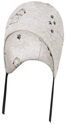 Produktbild von Jungen Bindemütze mit weichem Innenfutter, Tiermotiv und Ohrenklappen, Grau, Gr. 38-40