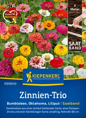 Produktbild von Kiepenkerl Saatband Zinniensamen Trio Bumblebee Oklahoma Liliput 5 lfd. Meter