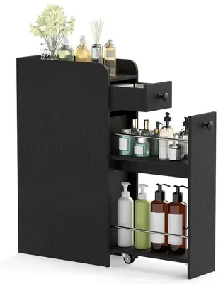 Produktbild von Schmaler Badezimmer-Schrank mit Ausziehbarer Schublade