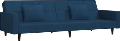 Produktbild von vidaXL Schlafsofa 2-Sitzer mit 2 Kissen Blau Samt