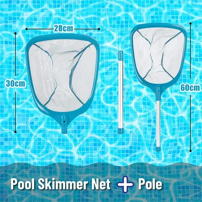 Imagen del producto de Red de arrastre con mango, de malla fina, de 60 cm, para la limpieza de piscinas y estanques