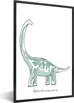 Produktbild von MuchoWow® Gerahmtes Poster Kinderzimmer- Brachiosaurus - Dinosaurier - Jungen - Mädchen - Kind 60x90 cm - Poster mit Schwarzem Bilderrahmen Wandposter Rahmen Foto Bilder - Kunst