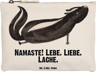 Produktbild von Mr. & Mrs. Panda Kulturbeutel Stinktier Yoga Grösse XL Große - Weiß - Geschenk, Kosmetiktasche, Beauty Bag, Skunk, Liebe, Mäppchen, Kulturtasche, Wildtier, Namaste, Pouch