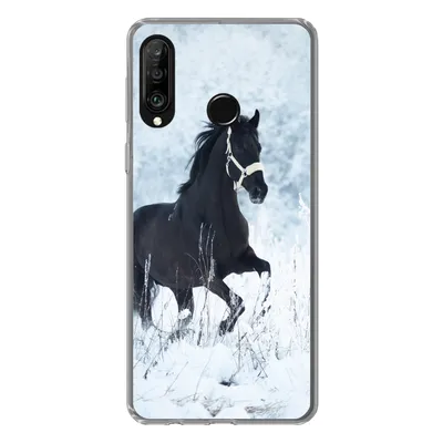 Produktbild von MuchoWow® Handyhülle Schutzhülle Hülle für Huawei P30 Lite Pferd - Schnee - Winter Silikon Softcase Handy Hülle - Handyhülle